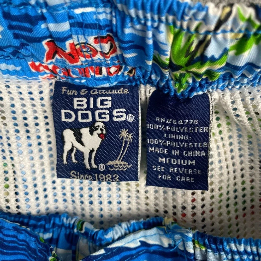 Big Dogs Swim Trunks Mens Medium Shorts Print‎ Tropical Island Big Kahuna Beach